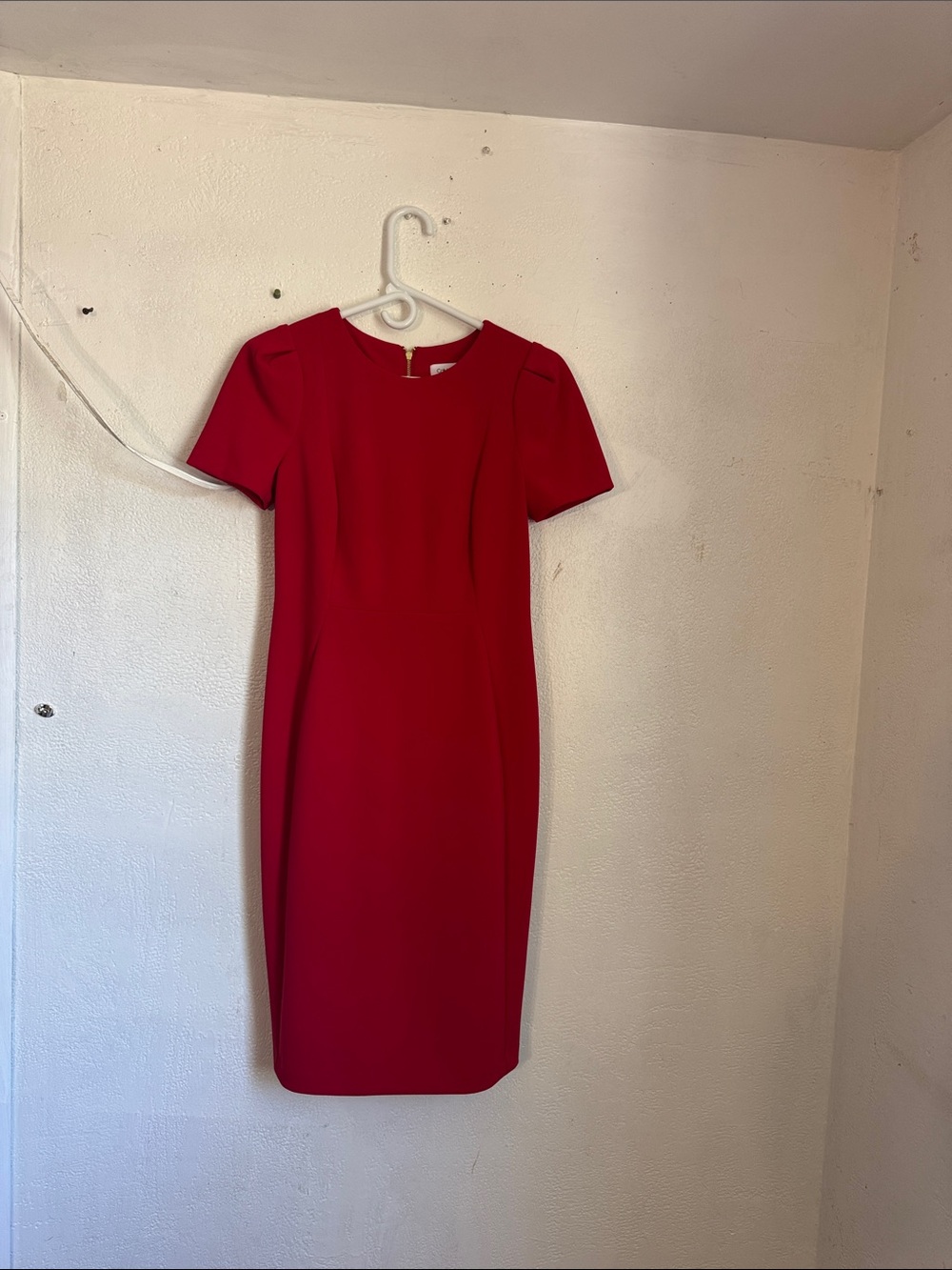 Calvin Klein Red Short-Sleeve Midi Sheath Dress